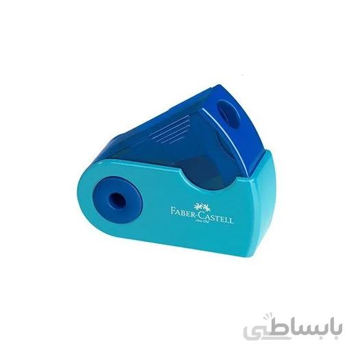 تراش مینی اسلیو تک سوراخه مخزن دار آبی پاستلی فابر کاستل Faber Castell Mini Sleeve Sharpener Blue