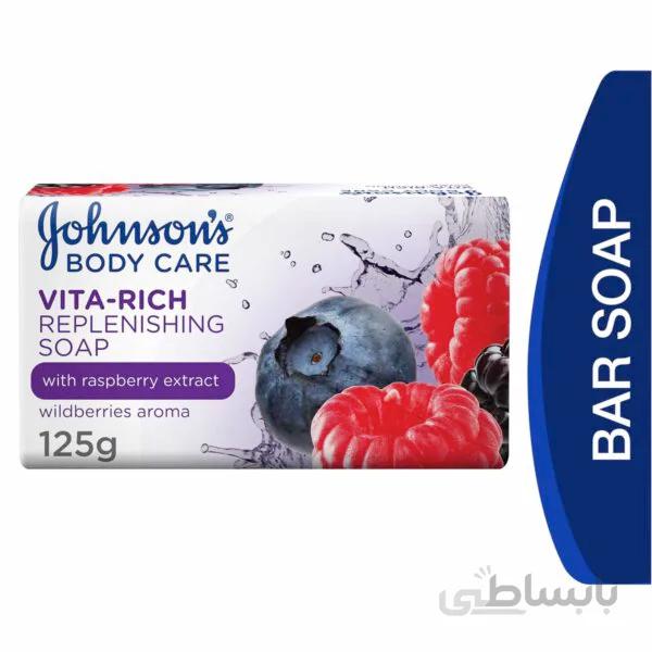 صابون ۱۲۵ گرم جانسون همراه با عصاره تمشک – صابون تجدید کننده غنی از ویتامین – Johnson body care Vita-Rich
