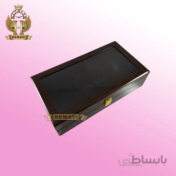 جعبه ساعت لوکس کلکسیونی چوبی ۱۲تایی رنگ قهوه ای box12102