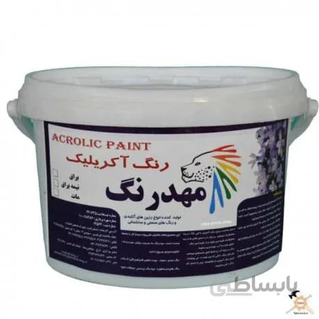 رنگ آکریلیک سفید پایه آب نیمه براق گالن مهدرنگ