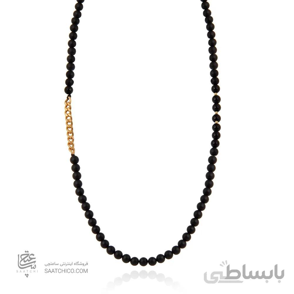 گردنبند سنگ مردانه با پلاک طلا طرح کارتیه کد MN702