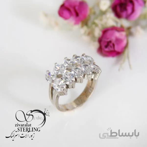انگشتر نقره زنانه دو ردیف نگین دار