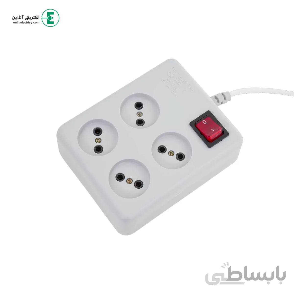 4 راهی کلید دار بدون ارت و کابل 3 متری پارت الکتریک