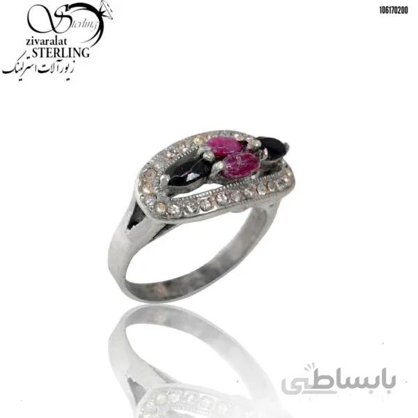 انگشتر نقره زنانه با نگین یاقوت سرخ و یاقوت کبود کد:۲۷۸۷