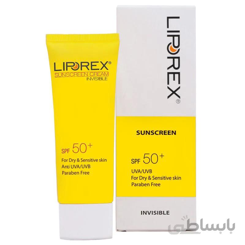 ضد آفتاب پوست خشک و حساس بي رنگ spf50 برند لیپورکس
