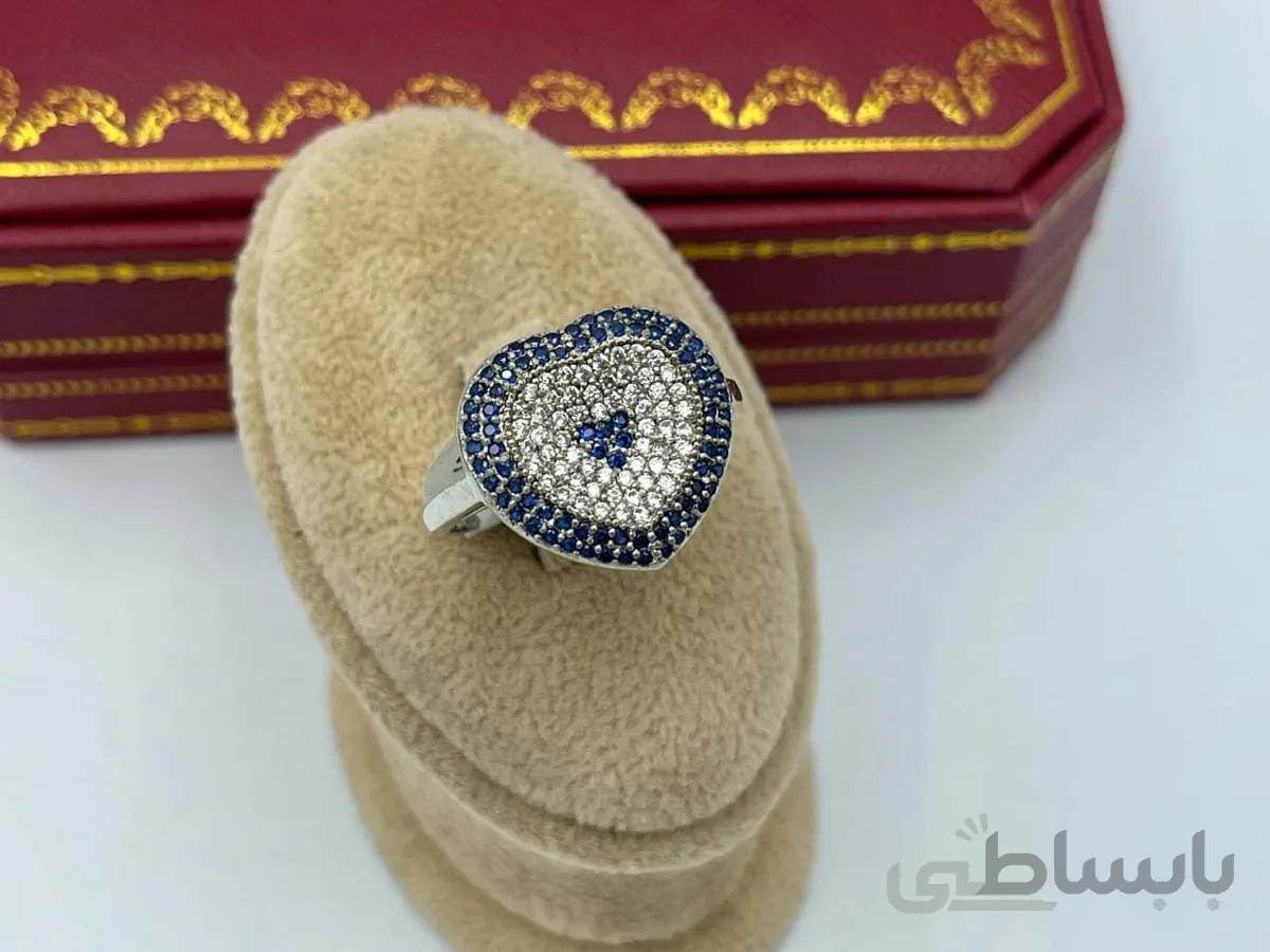 انگشتر قلب چشم نظر نقره ای