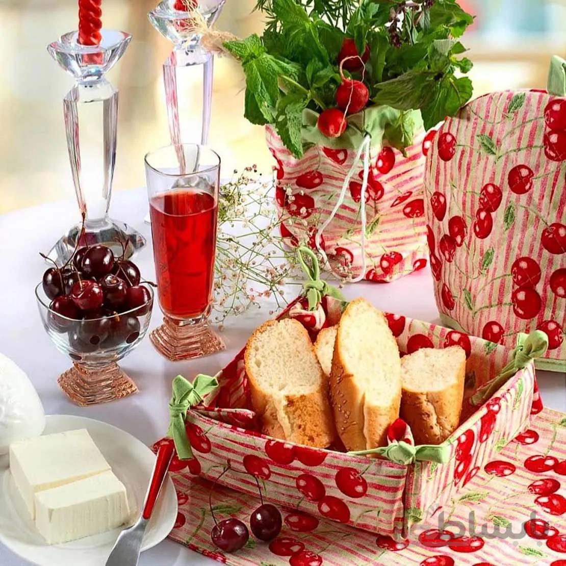 رومیزی سفره ای چاپی رزین تاژ طرح گیلاس