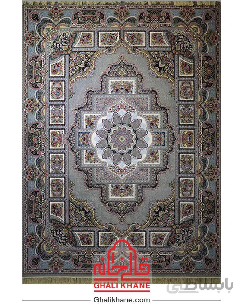فرش ماشینی کاشان 1200 شانه طرح حوض نقره نسکافه ای — تصویر 1