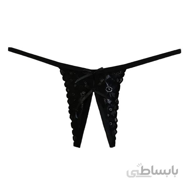 شورت گیپور مشکی زنانه مدل دو لبه دو پاپیون مشکی کد ZP40