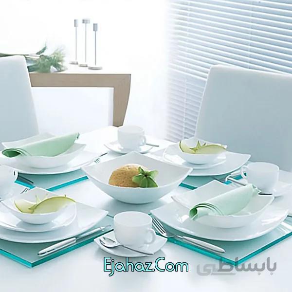 سرویس آرکوپال 38 پارچه لومینارک فرانسه مدل کوادراتو سفید لومینارک(Luminarc)