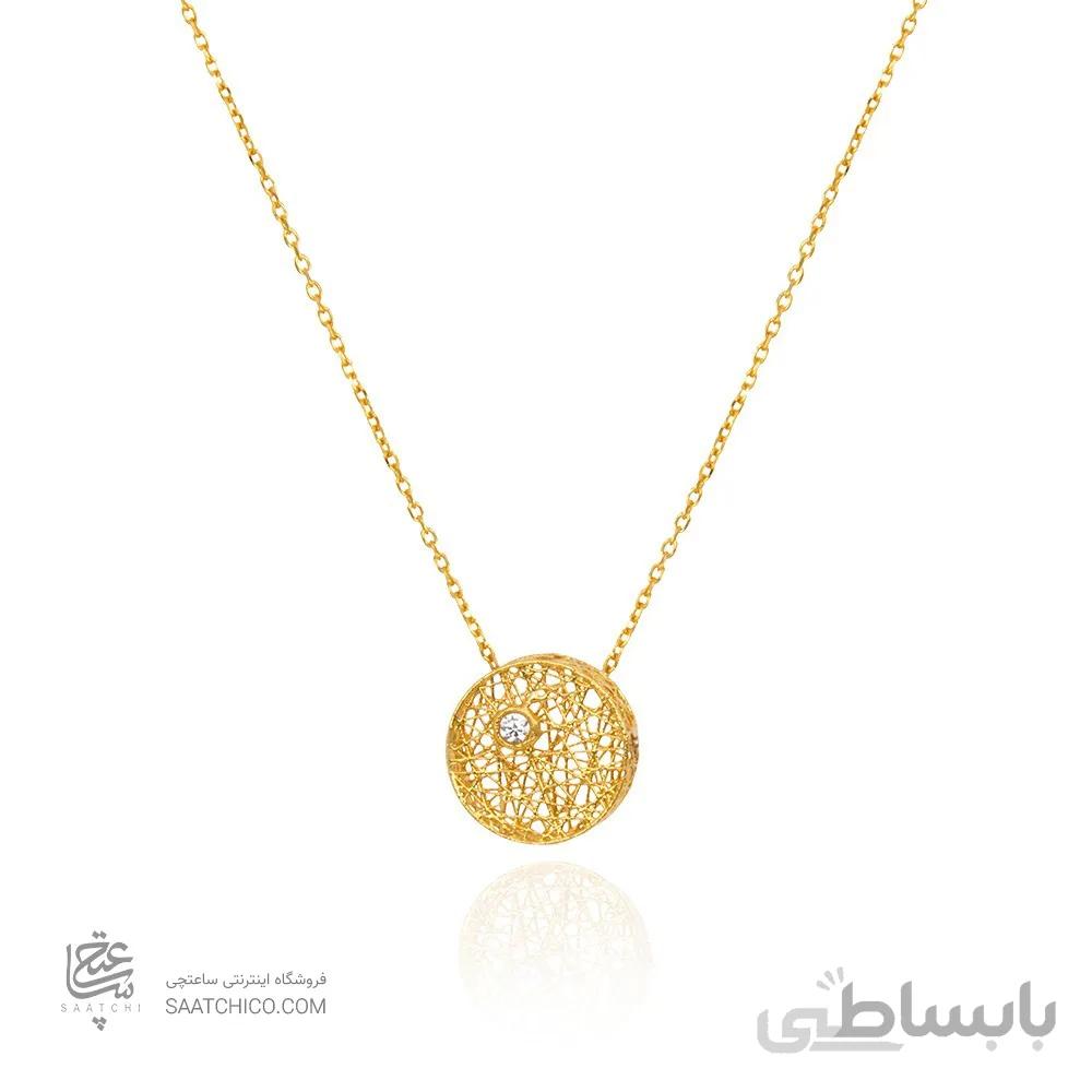 گردنبند طلا زنانه طرح فیوژن دایره با نگین کد CN342
