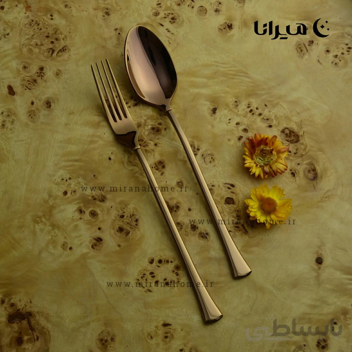 سرویس قاشق و چنگال 30 نفره رزگلد تمام براق برند فیلیکس مدل دایسی