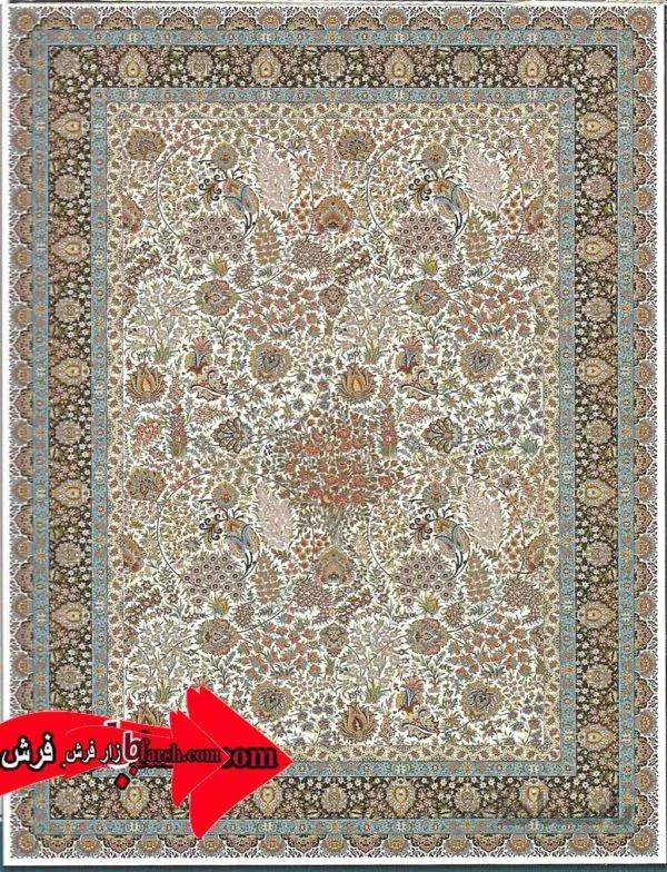 فرش کاشان 1000شانه طرح گلشن کرم