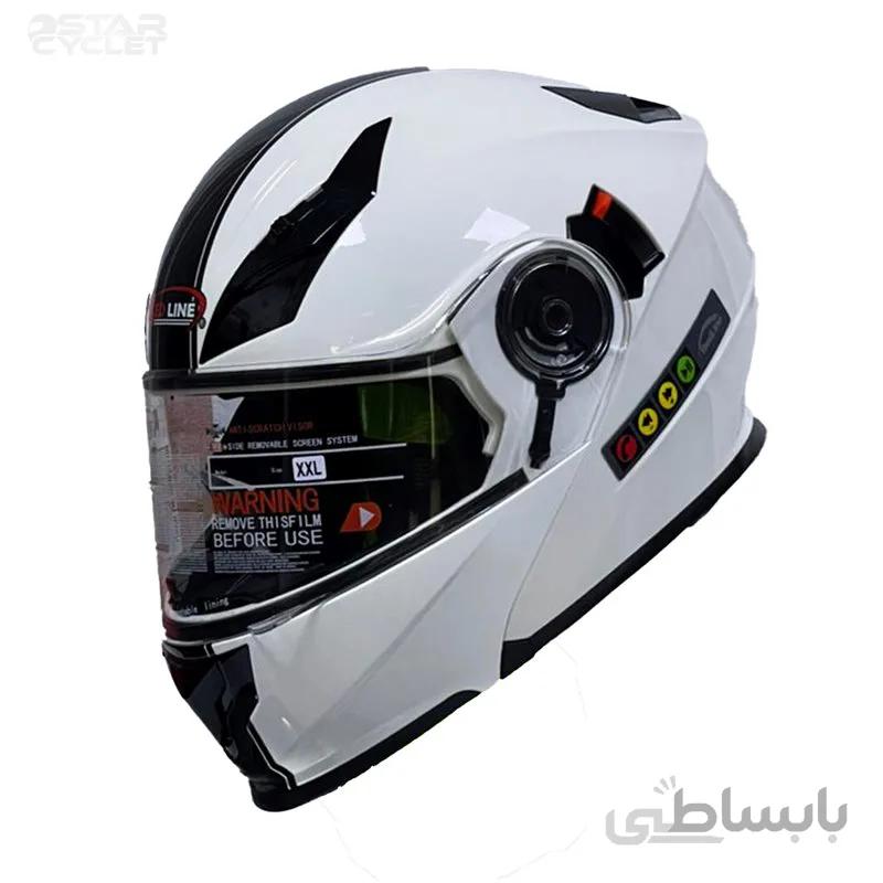 کلاه کاسکت فک متحرک ردلاین مدل NSN-21-WHLINE بلوتوثی