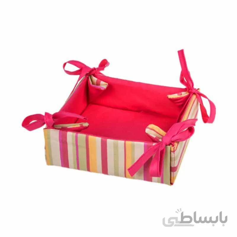 سبد نان کتان رزین تاژ طرح اسپرید صورتی