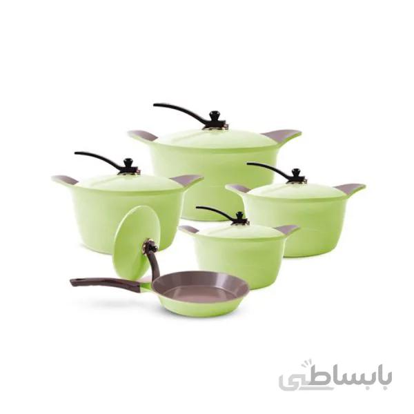 سری قابلمه ۱۰ پارچه سرامیک سبز عرشیا مدل CO116-1990