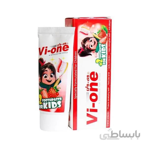 خمیر دندان کودک وی وان مدل 2Plus با طعم توت فرنگی حجم 60 گرم