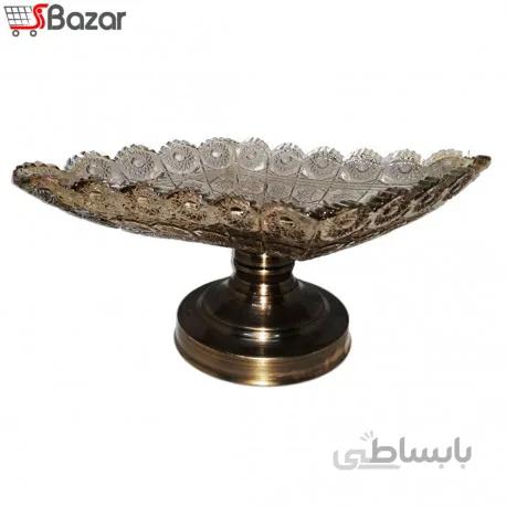 شیرینی خوری کریستال پایه برنزی
