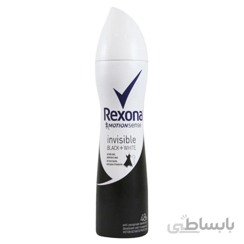 اسپری دئودورانت زنانه رکسونا Invisible Black & White حجم 200 میل ا Rexona Invisible Black & White Spray For Woman 200ml