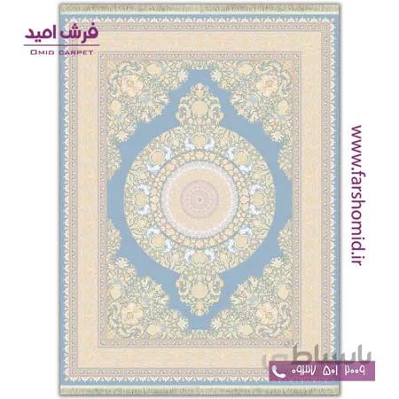 فرش ماشینی 1000 شانه 8 رنگ طرح 102403 کرم فیروزه ای آرشام