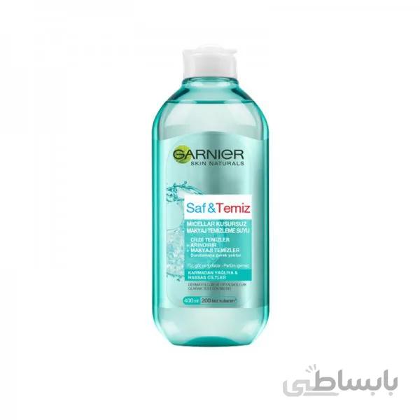 محلول آرایش پاک کن میسلار گارنیر مدل saf & temiz حجم 400 میل