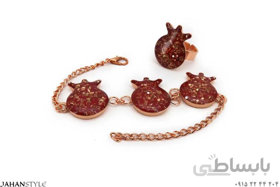 نیم ست مسی دخترانه طرح انار