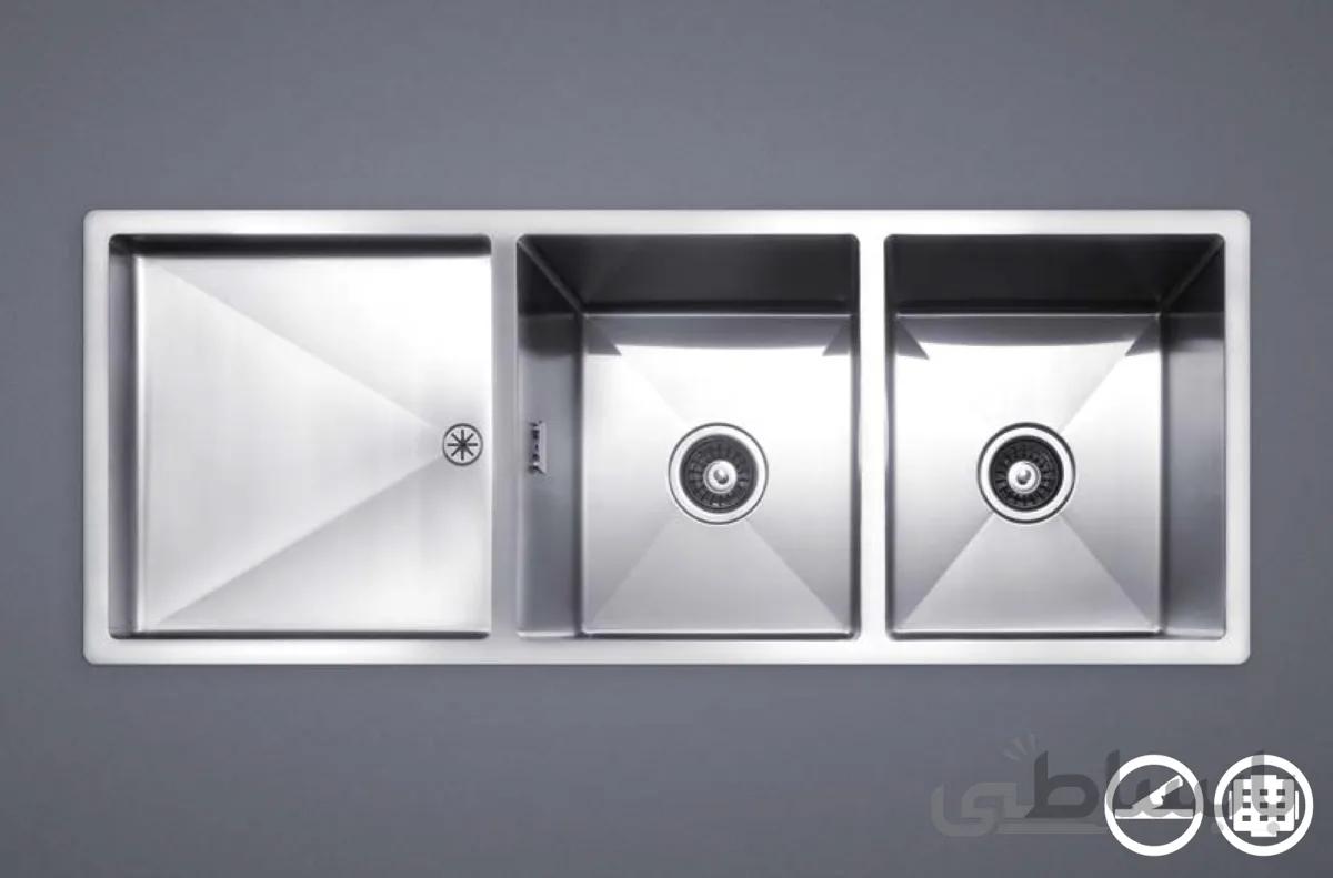 سینک ظرفشویی توکار استیل مس مدل D34T دو لگن
