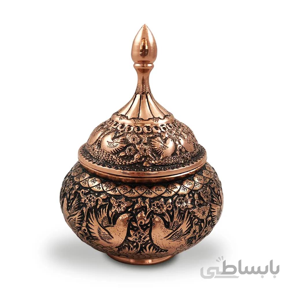 قندان قلمزنی گل و مرغ ا قیمت به شرط خرید تیمی