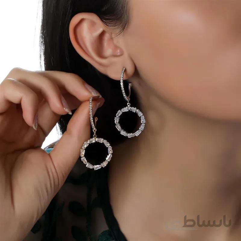 گوشواره طرح حلقه تمام نگین - 01