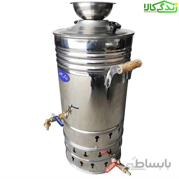 سماور گازی استیل 33 لیتر شمعک دار ا سماور گازی استیل 33 لیتر شمعک دار ظرفیت : 33 لیتر جنس : تمام استیل شمعک دار ارتفاع : 75 سانت قطر : 32 سانت وزن : 5040 گرم کارکرد با گاز شهری و گاز کپسول