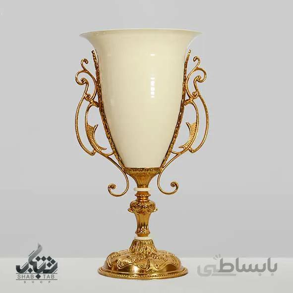 گلدان I 855 کاپ خربزه ای لبه باز سایز 2 کرم طلایی