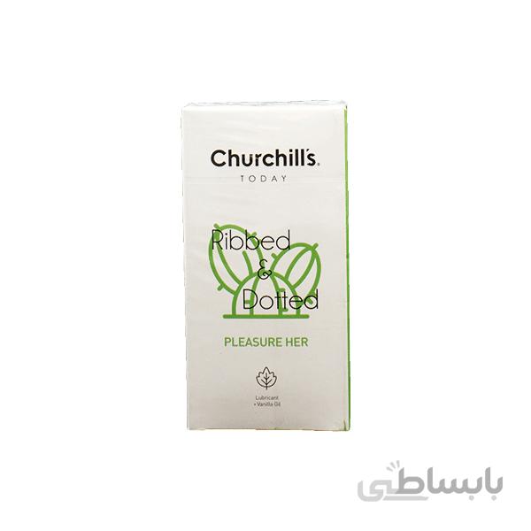 کاندوم چرچیلز مدل Ribbed And Dotted بسته 12 عددی