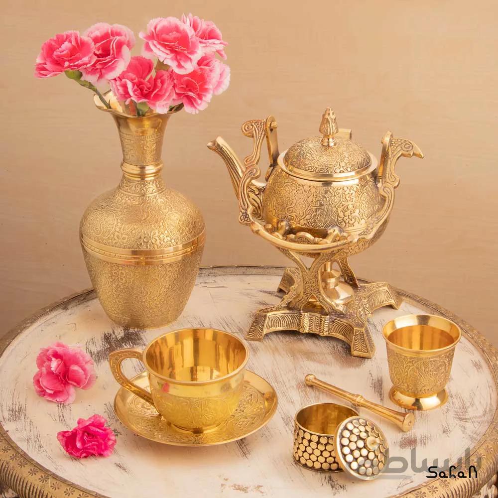 ست چای خوری برنجی طلایی کد 137