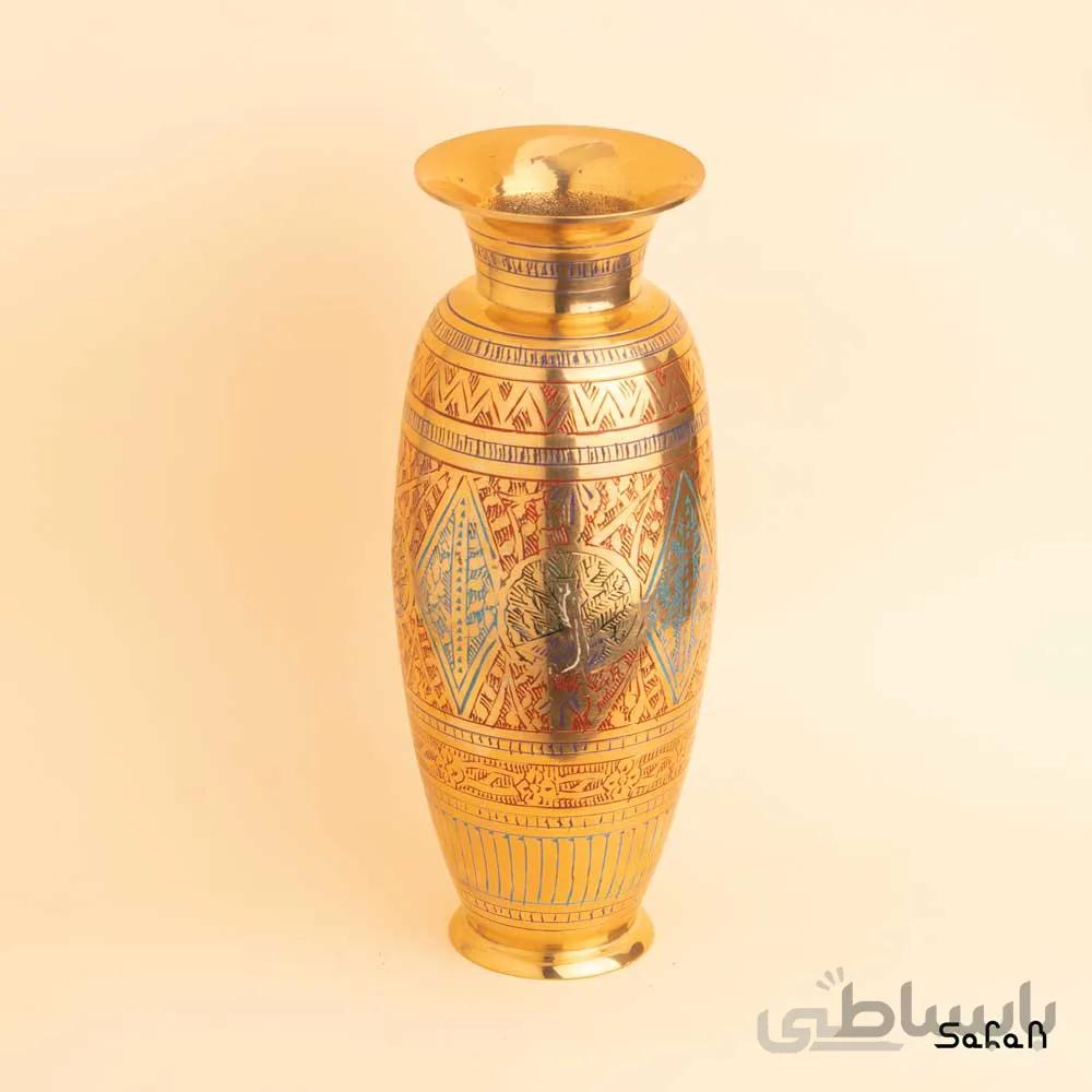 گلدان برنجی قلمزنی طلایی سایز 2