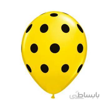 بادکنک زرد خالدار مشکی سایز 12 اینچ