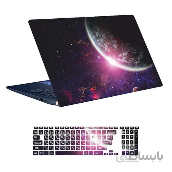 اسکین لپ تاپ طرح Space کد ۱۴۶ به همراه استیکر کیبورد