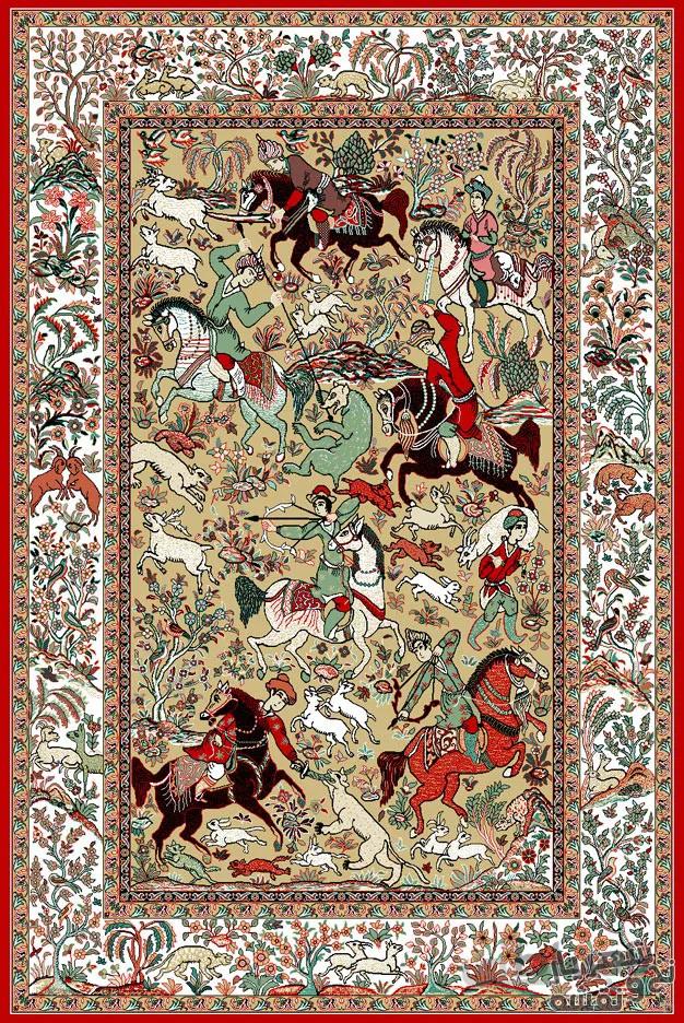 نخ و نقشه تابلو فرش طرح شکارگاه جدید کد j-144