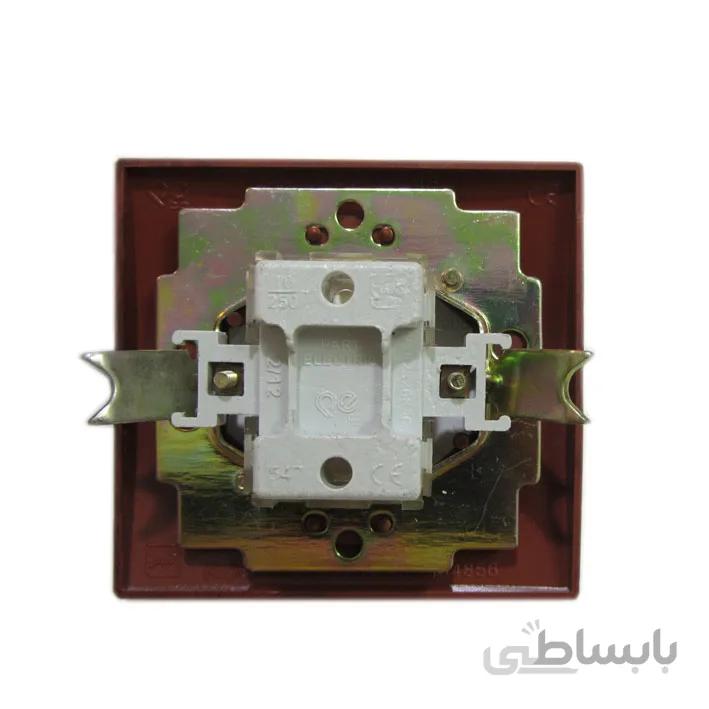 کلید دو پل پارت الکتریک با قاب طرح چوب مدل آذین