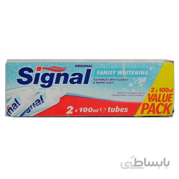 خمیر دندان خانواده سیگنال signal سفید کننده و محافظ دندان | دو تیوب ۱۰۰ میل ا Signal Family Whitening Fluoride Toothpaste Pack 2× 100ml