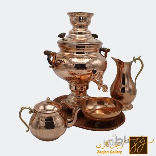 سرویس سماور ذغالی مسی 4 پارچه