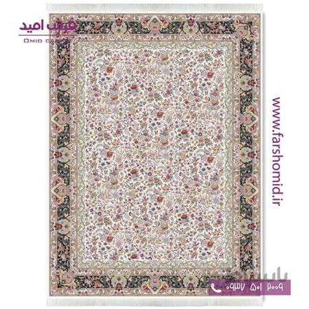 فرش ماشینی 1200 شانه 8 رنگ افشان باغ گل کرم قالی کشمیر