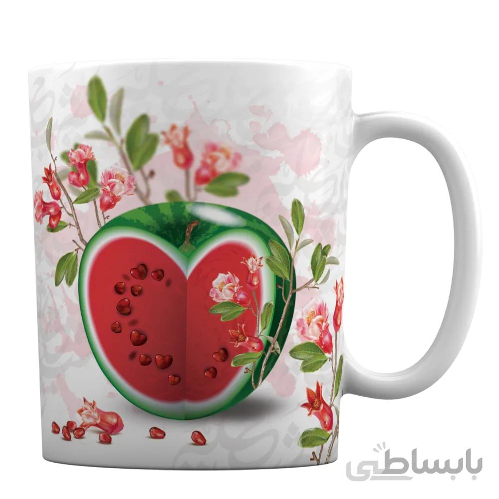 ماگ سرامیکی افرا توس طرح تبریک شب یلدا