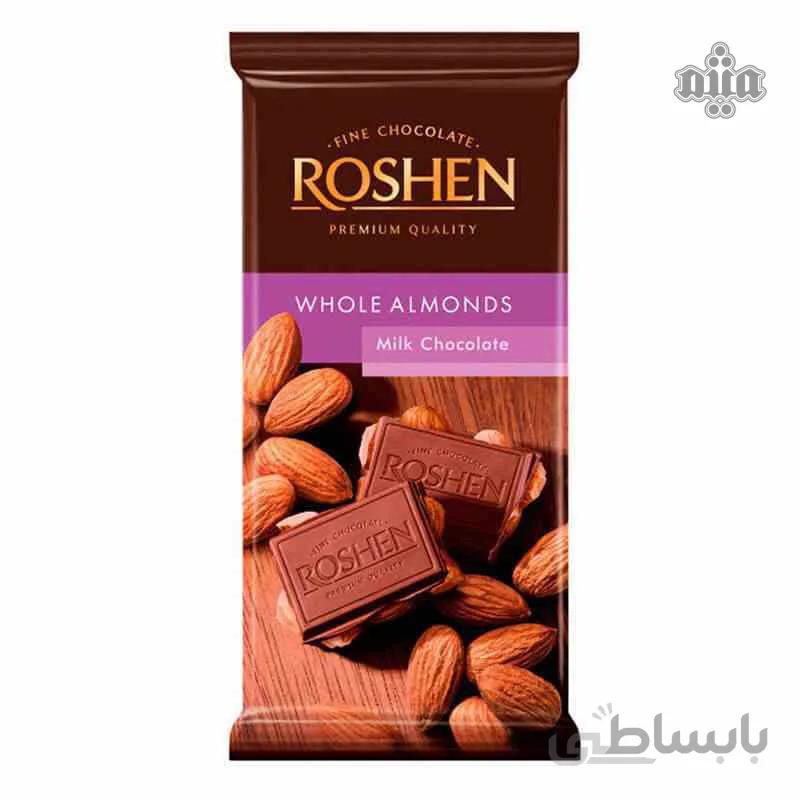 تابلت روشن شکلات تلخ با مغز بادام 90 گرمی