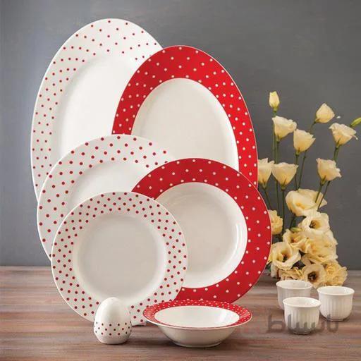 سرویس چینی زرین 6 نفره غذاخوری اسپاتی قرمز (28 پارچه) ا Zarin Iran ItaliaF Spotty-Red 28 Pieces Porcelain Dinnerware Set