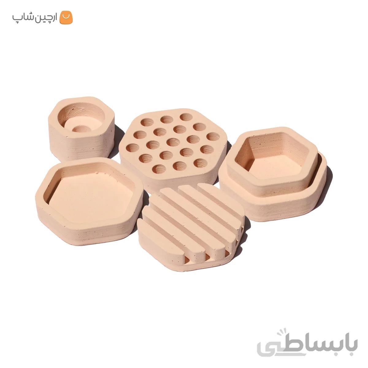 ست اداری رومیزی بتنی 5 تکه ارچین مدل SERPABO-P
