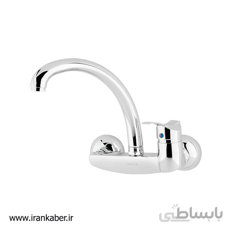 شیر ظرفشویی دیواری کروم مدل تیرداد برند تیرگان