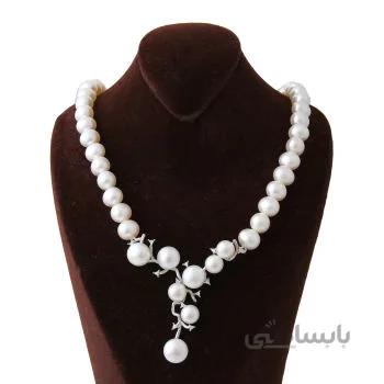 گردنبند نقره زنانه مدل مرواریدی کد GAR_094