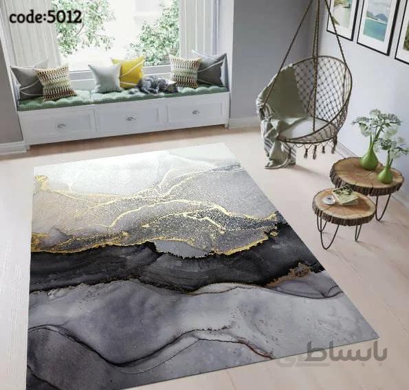 فرشینه طرح ابروباد طوسی سفید 5012