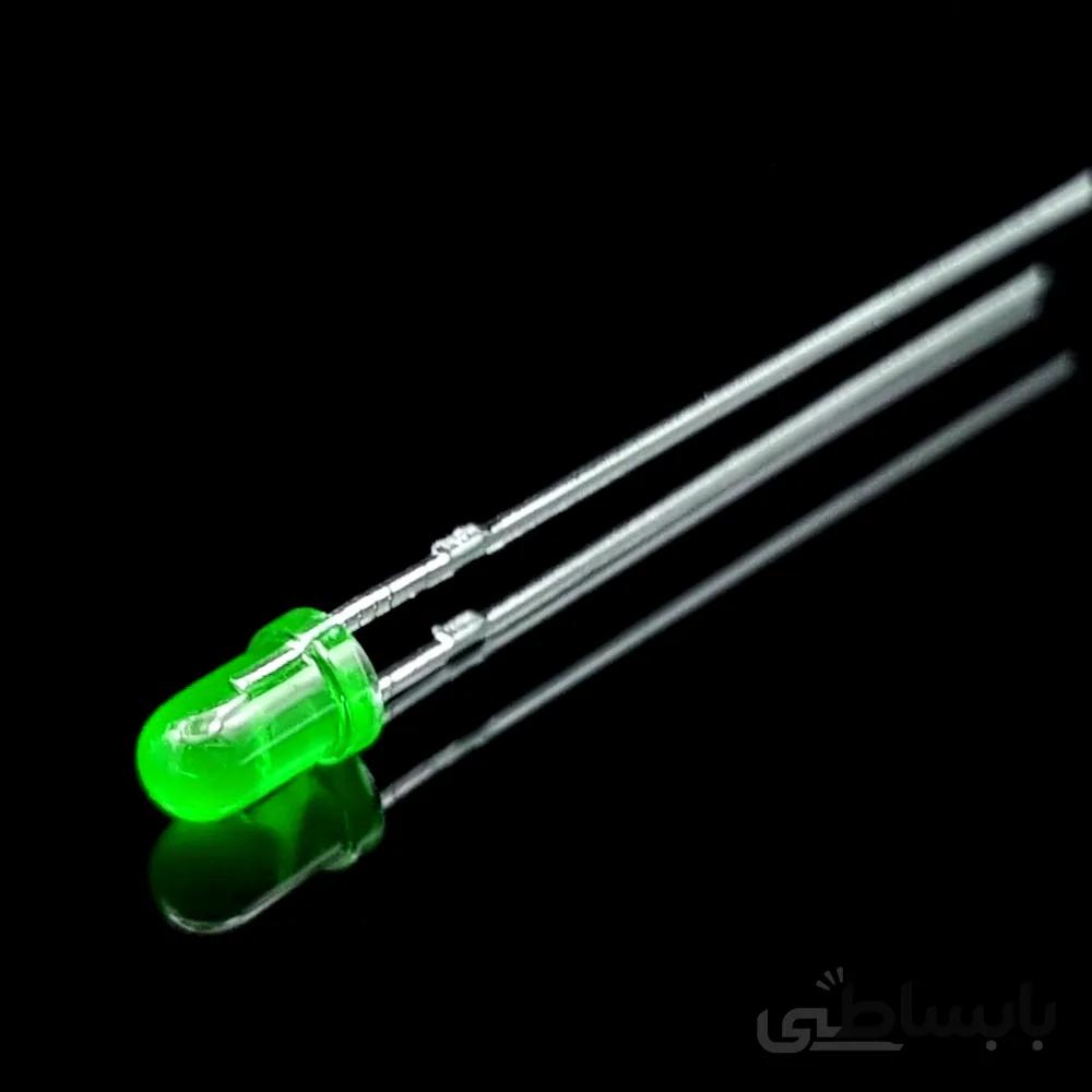 ال ای دی 3mm سبز مات پایه بلند