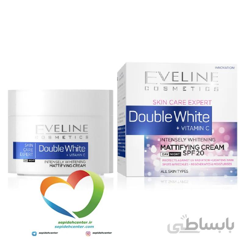 کرم روشن کننده و مات کننده اولاین Eveline Double White حجم 50 میلی لیتر